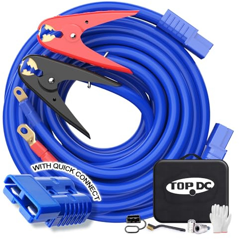 TOPDC Jumper Cables,1 Gauge 25 Feet 800A Booster Cables with UL-Listed Clamps, Heavy Duty Automotive Quick Connect Booster Cables for Car, SUV and Trucks with Carry Bag