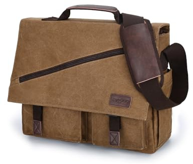 RAVUO Sacoche Ordinateur,Résistant À L'eau Sacoche Pc Portable 17 Pouces Sac Bandoulière Homme Sac A Main Homme En Toile Pour Travail Business L'École Collège Café