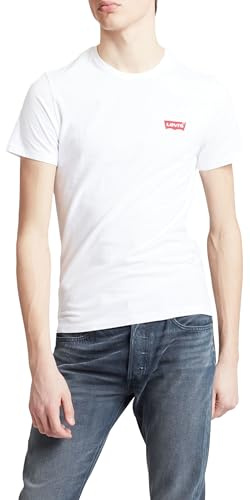 Levi's Men's 2-Pack Crewneck Graphic Tee T-Shirt, White / Mid Tone Grey Heather, M Slim fit