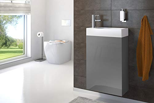 SAM Möbel Outlet Waschplatz VITA | Hochglanz grau | 58 x 40 x 22 cm | Badmöbel | Kombinierbar