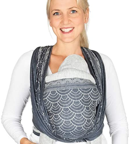 Hoppediz Gewebtes Babytragetuch ab Geburt, Sapporo 4,60 m | Ergonomisches Tragetuch für Neugeborene und Kleinkinder, inkl. Anleitung