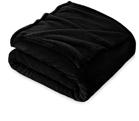 FARFALLAROSSA Coperta Plaid Pile, Coperta Letto Singolo/Matrimoniale 160 x 210 cm Flanella, Coperta Divano Grande Caldo Morbida - Nero