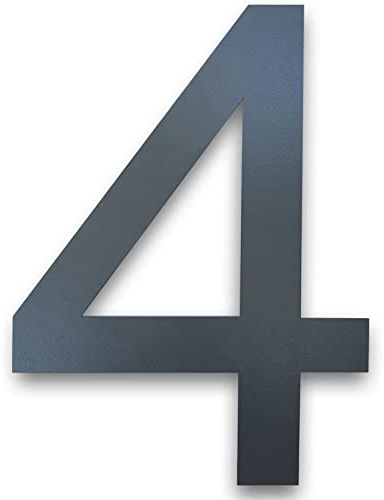 MOLVCE 8 inch Large House Number for Outside Floating, Anthracite Solid Stainless Steel RAL 7016 Anthracite Door Number Fine Structure Powder Coated, Sign Screw On, Font Arial - Number 4