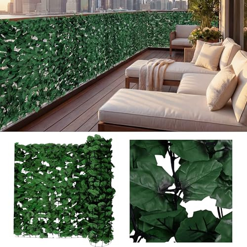 Mendler Balkonsichtschutz N77-500x150cm Blatt dunkel | Sichtschutz, Windschutz, Verkleidung für Balkon Terrasse Zaun