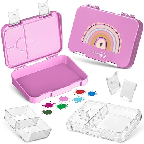 My Vesperbox® Brotdose für Kinder mit Fächern [LEN] - Lunchbox mit Trennfächern - Bento Box - Jausenbox - Brotzeitbox für Schule & Kindergarten - Vesperdose für Jungen & Mädchen