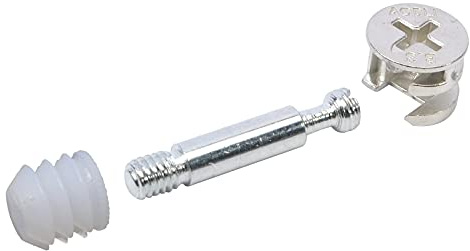 Cam Bolt Nut and Dowel, 20 Sets Flat Pack Furniture Connector Fixing Screw, Locking Fittings 35mm Connecting Rod Bolts and Plastic Nuts for Cabinet Wardrobe Drawer