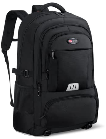 QQYG Herren Outdoor Rucksack 60L Große Kapazität Bergsteigen Reise Sport Rucksack Schultasche Camping Wandertasche,Schwarz,38 * 18 * 60CM