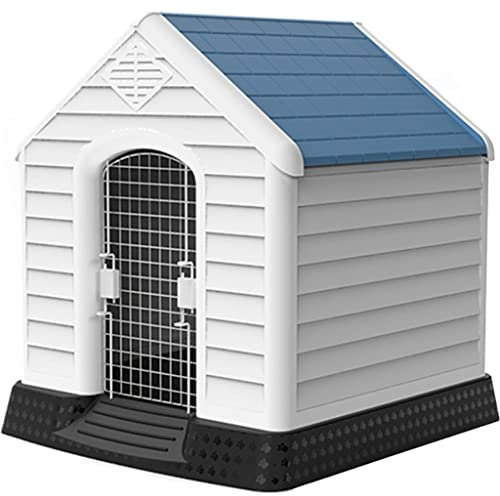 Hundehütten Outdoor Wasserdichtes Haustierhaus für den Innenbereich, Atmungsaktiver Zwinger mit doppelt offenen Türen, reinigen (Color : Blue, S : 71 * 73 * 66cm)