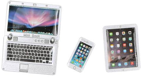 WANGCL Mini Laptop Toy + Mini Tablet + Mini Phone 1/12 Doll House Accessories for Barbie Laptop Barbie Phone Doll House Decoration