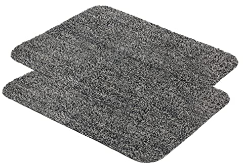 Astra Schmutzfangmatte innen waschbar 2er Set 40x60 cm – Sauberlauf anthrazit 100% Baumwolle Türmatte - Entra SAUGSTARK - rutschfeste Fußmatte pflegeleicht