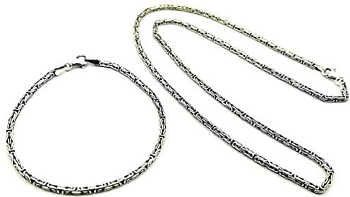 Königskette Massiv Rund 925er Echt Silber oxidiert 2,5mm Breite, Halskette (50 - 60cm Länge) oder Armband (20cm Länge) Herren Kette, mit Schmuckbox, Herren-Schmuck Geschenkidee Vatertag, Geschenke Männer