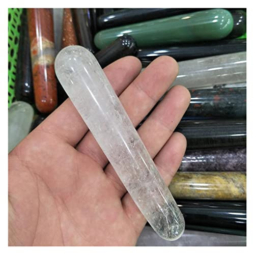 Batte de pierre précieuse en cristal de naturelle avec un bâton de masseur de matériau différent 110 mm HEPBAK (Color : 1pc clear quartz)