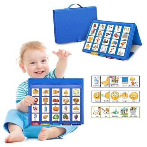 Visual Communication Book, Nonverbal Communication Board, Autism Language Vocabulary Learning Materials, Speech Articulation Therapy Cue Cards for Kids, Toddler Behavior Book for Home School
