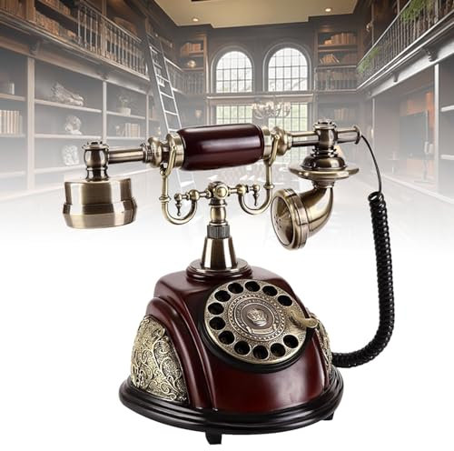 NVYAZJ Teléfono Fijo Retro, Antiguo teléfono Victoriano con función de rellamada de dial Giratorio clásico, no Requiere Fuente de alimentación Externa, Tonos de Llamada Retro para decoración de Sala