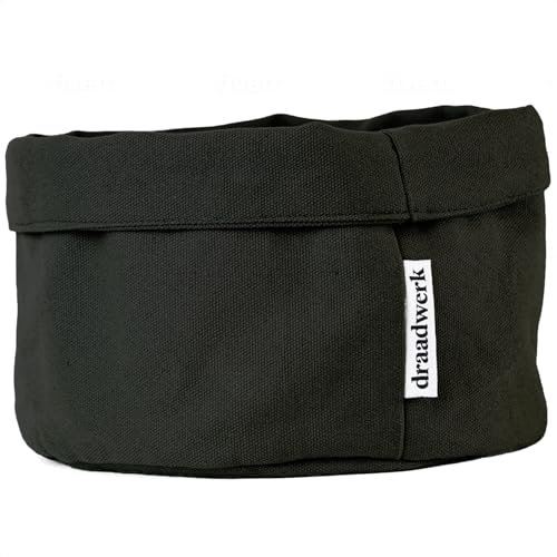 draadwerk® Cestino per il pane in tessuto, cestino per la colazione, il brunch, il fasciatoio, la conservazione e le vacanze (nero)