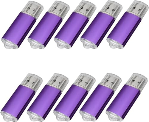 Fenglangrong 10 Pack Flash Drive 64GB USB Sticks, USB 2.0 Thumb Drives Bulk Flash Drive Pack 64GB Pendrive USB Memory Stick Zip Drive USB Sticks 10 Pack Purple