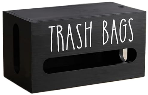 Organisateur de sacs en plastique, support de sac poubelle, distributeur de sacs poubelles en bois, support de sac en plastique mural pour comptoir sous l'évier de cuisine, noir, 9,3*5,1*5,1 pouces