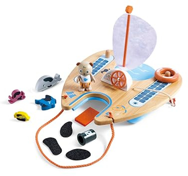 Hape Ben’s Catamaran - Spielset aus der Serie Green Planet Explorers, fördert Rollenspiel und Fantasie, Spielboot mit Tierfigur und Zubehör, für Kinder ab 3 Jahren