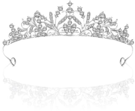 Kapokr Krone Diadem Silber Kristalldiamant Diadem Hochzeit Tiara Krone Damen Krönchen für Geburtstag, Hochzeit, Festzug, Abschlussball Party