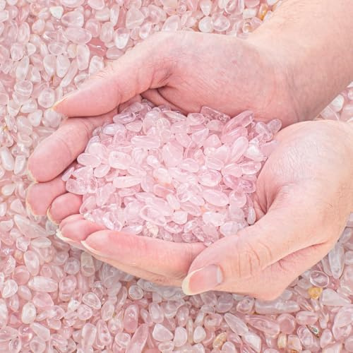 EZEELAI 1,4 kg - Pierres de gravier rose pour aquarium - Pierres de guérison en cristal de quartz écrasé pour jardin, remplissage de vase, décorations d'aquarium