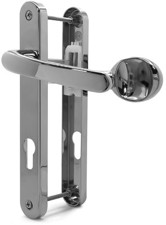 TSS UPVC Door Handle Set- Lever Moveable Pad - 92mm / 70mm PZ (Centres) - 203mm Screw to Screw - Backplate 235mm X 32mm - Replacement UPVC Door Handles - PVC Door Handle (Polished Chrome)