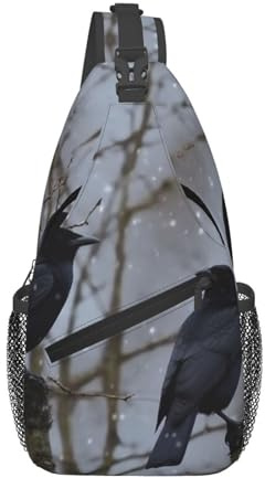 Sling-Taschen für Damen und Herren, schwarz, Krähenvögel, verstellbarer Gürtel, Bauchtasche, Bauchtasche für Reisen, Sport, Laufen, Wandern, Hüfttasche, Schwarz, Einheitsgröße, Schwarz , Einheitsgröße
