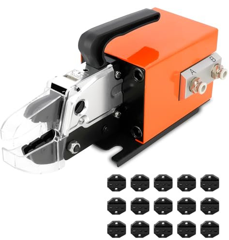 Máquina crimpadora de terminales neumática, herramienta crimpadora de cables neumática AM-10 con 15 juegos de matrices, moldes de crimpado de terminales de hasta 16 mm² para diferentes matrices de t