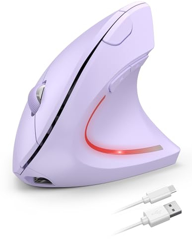 TECKNET Wiederaufladbar Ergonomische Maus Kabellos, 2.4G Optische Vertikale Maus Ergonomisch, 5 Einstellstufen bis 4800DPI, Leise Wireless Vertical Mouse mit 6 Tasten für Laptop, PC, Windows, Mac OS