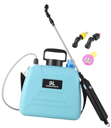 LOVIVER Pulvérisateur électrique de Jardin, Désherbant avec échelle de Niveau d'eau et Buses de Brumisation, pour Le Ménage, Le Nettoyage et La Pelouse, 9l Bleu 27x32cm