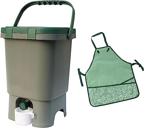 Composteur De Cuisine De Comptoir De 4 Gallons/15 L avec Tablier De Travail, Grand Composteur D'intérieur, Bacs De Compostage De Jardin Extérieurs Portables, Superbes Cadeaux De Jardinage