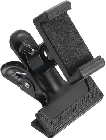 PATIKIL 2 Pack Clip Clamp Soporte para Teléfono, Cabezal Ajustable 360° con Montura para Teléfono para Smartphones De 4-7 Transmisiones En Viviente Clases Visualización, Negro