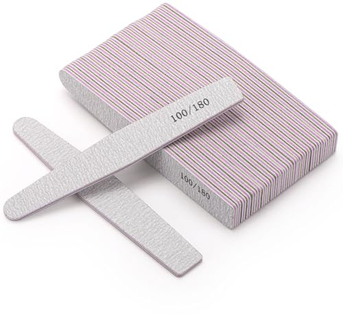 25Pcs 100/180 Grit Nail Files, Double-Sided Emery Boards for Acrylic & Natural Nails, Salon Grade Manicure Tools