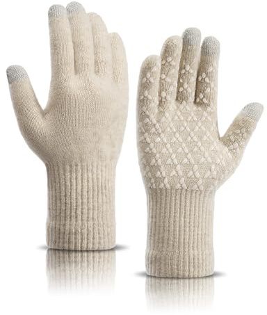 Voqeen Guantes Termicos Invierno Pantalla Táctil Antideslizante Guantes de Lana Mujeres Hombres Cálidos de Dedo Completo para Trabajo, Senderismo, Correr, Ciclismo, Montar a Caballo, Conducir (Hombre)