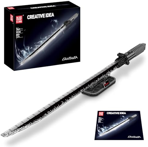 Mould King 10138 Technik Darksaber Klemmbausteine Bausatz mit Licht und Ständer, 885+ Teile Kreatives Cosplay Spielzeug, Technologie Halloween Laserschwerter Bauset