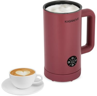 KASANOVA Espumador de Leche Digital 4 Funciones 500 W – Espuma Caliente y Fría, Calienta Leche, Versatilidad 4 en 1, Apto para Leche y Bebidas Vegetales (bourdeaux)