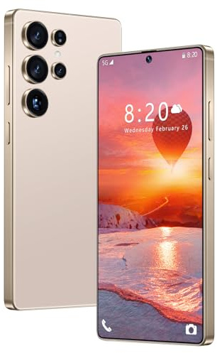 COTSRGT S26 Ultra Cheap Mobile Phone, 7.3 Inch HD Screen, 16GB 1TB, 8000mAh Large Battery, Dual SIM 72MP 108MP Camera, Android 14.0 Smartphone, Support WIFI Bluetooth Face ID,Desert Gold-7.3 Inch