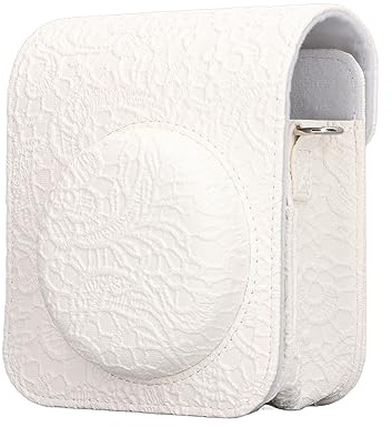 Wakects Instant Camera Carrying Case Vintage 3D Pattern Instant Camera Bag Storage for (White Lace)