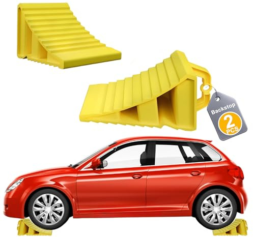 UISEBRT 2 Stück Unterlegkeile Anhänger mit Griff,Bremskeile Hemmschuh Radvorleger,Robuste, rutschfeste LKW Radkeil für PKW, Anhänger, Wohnwagen, Auto, Wohnmobil,Gelb