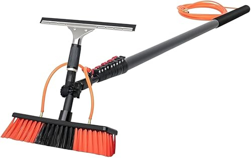 Fensterreinigungsbürste, 6 Meter ausziehbare Teleskopstange mit Wasserzufuhr, Reiniger für Solaranlagen(5.4m/17ft&Head55cm)