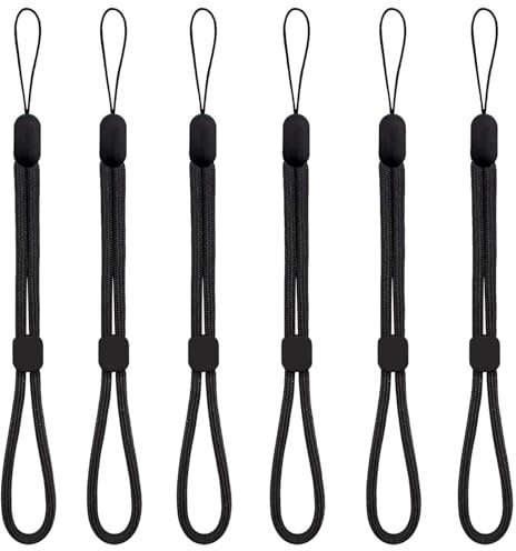 Jesustree Lanyard Dragonne Poignet, 6 Pièces Sangle de Poignet pour Mini Appareil Photo Cordon Dragonne Réglable en Nylon Convient Aux Téléphones Portable Go Pro Porte-Clés Usb, Noir