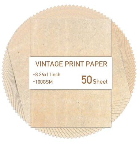 50 Sheets Parchment Paper, A4 Certificate Paper 100GSM A4 Antique Textured Double Side Printing Thickened Blank Letter Paper for Crafts Writing Painting Gift Wrap Card Resume Making (21x28.5cm)