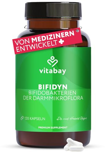 Vitabay Bifidyn – Bifidobakterien-Kulturen – 120 vegane Kapseln | 3 Milliarden aktive Milchsäurebakterien pro Kapsel