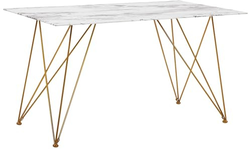 Stylischer Esstisch 140 x 80 cm Marmoroptik/gold Kenton