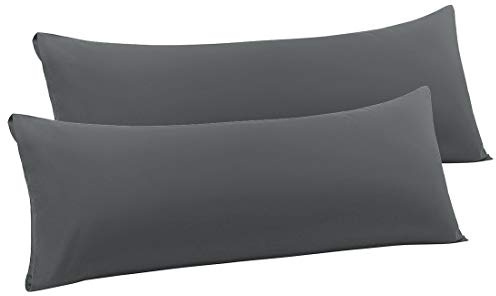 PiccoCasa Body Pillow Cover Long Bolster Case 2 Pack, Grey 50cm x 120cm | Microfiber Envelope Closure Body Pillow Cover, Pillowcases for Bedroom Use