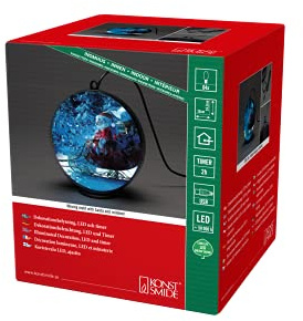 Konstsmide 1560-700 3D Hologrammkugel mit Winterlandschaft, 2H Timer, aufstell- oder hängbar, 64 Dioden, Innen (USB), Schwarz, 64 LEDs