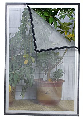 MAODOU 50x150cm,Zanzariera Per Finestra,Zanzariera Con Nastro Magico Protezione Zanzara, Filato grigio Adesivi neri