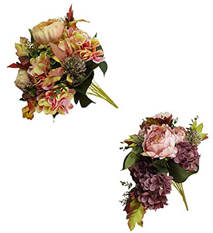 Zelda Bomboniere Mazzo Peonia Ortensia Cm 60 Decorazione Composizione Floreale (Pesca)