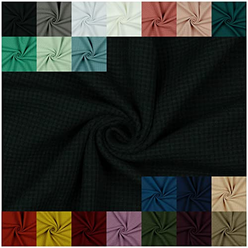 VmG-Store Waffel-Jersey Meterware Waffelpique Waffel Stoff 95% Baumwollstoff 5% Elasthan Tex 100 (100 x 145cm, 001 I Schwarz)