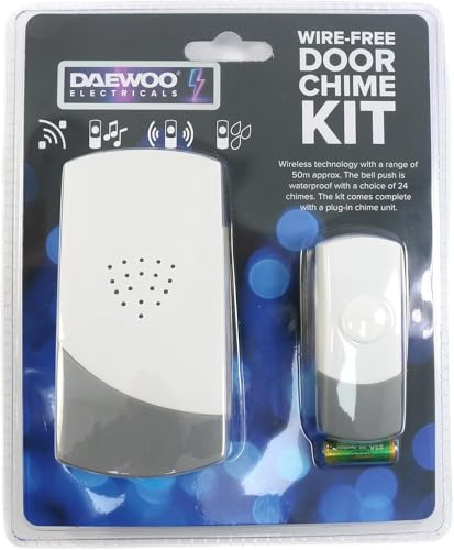JMS 1 x Cordless Wireless Door Bell Kit | White | Waterproof Plug in Door Chime | Home Hospital Office