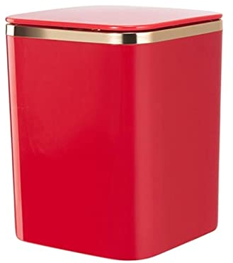 TOMYEUS Poubelle Les déchets de Bureau Peuvent carré avec Le Couvercle de Poubelle de Grande capacité for étudier Table Basse Table Basse de Table de Chevet de Bureau Bacs (Color : Rouge)